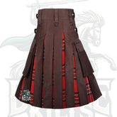 Brown & Royal Stewart Hybrid Tartan Kilt – Premium Scottish Heritage with Modern Style